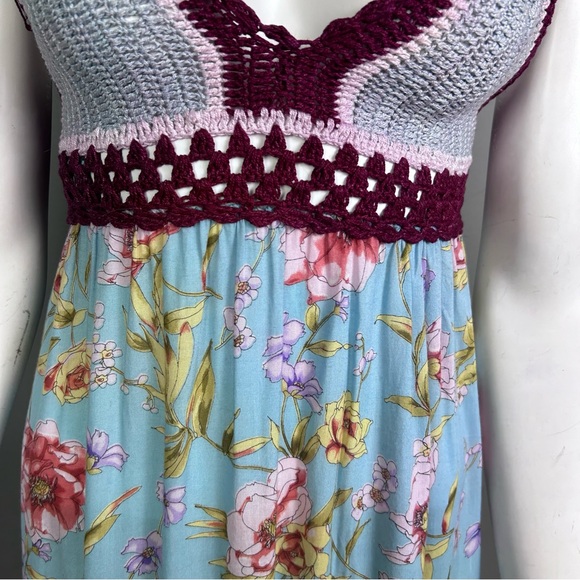 Miss June dress size small maxi crochet halter floral cottagecore beach boho - Picture 5 of 15